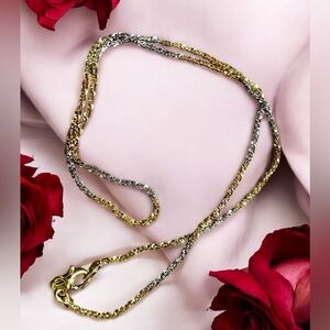 Elegant Tri-colored 14k Gold Over Sterling Silver Necklace